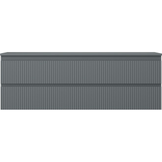 Mexen Rivel koupelnová skříňka pod umyvadlo 140 cm s pracovní deskou, 2 zásuvky, drážkovaná, matný grafit - 91A20-14047-2-BFFC66