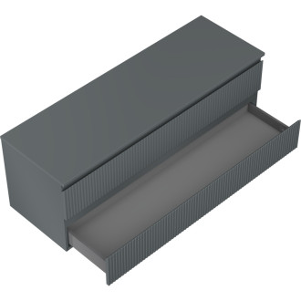 Mexen Rivel koupelnová skříňka pod umyvadlo 140 cm s pracovní deskou, 2 zásuvky, drážkovaná, matný grafit - 91A20-14047-2-BFFC66