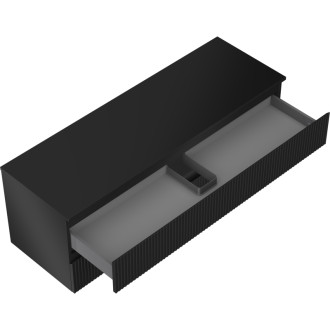 Mexen Rivel koupelnová skříňka pod umyvadlo 140 cm s deskou, 2 zásuvky, drážkovaná, matná černá - 91A20-14047-2-BFFC71