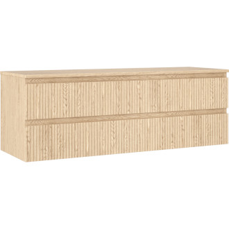 Mexen Rivel koupelnová skříňka pod umyvadlo 140 cm s pracovní deskou, 2 zásuvky, drážkovaná, dub - 91A20-14047-2-BFFC81