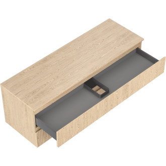Mexen Rivel koupelnová skříňka pod umyvadlo 140 cm s pracovní deskou, 2 zásuvky, drážkovaná, dub - 91A20-14047-2-BFFC81