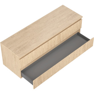 Mexen Rivel koupelnová skříňka pod umyvadlo 140 cm s pracovní deskou, 2 zásuvky, drážkovaná, dub - 91A20-14047-2-BFFC81