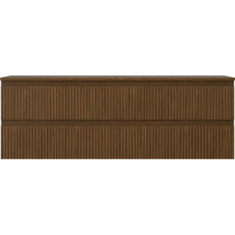 Mexen Rivel koupelnová skříňka pod umyvadlo 140 cm s pracovní deskou, 2 zásuvky, drážkovaná, ořech - 91A20-14047-2-BFFC86