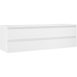 Mexen Rivel koupelnová skříňka pod umyvadlo 160 cm s pracovní deskou, 2 zásuvky, drážkovaná, matně bílá - 91A20-16047-2-BFFC01