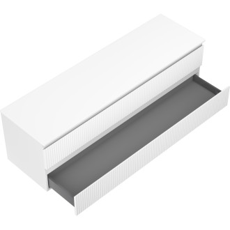 Mexen Rivel koupelnová skříňka pod umyvadlo 160 cm s pracovní deskou, 2 zásuvky, drážkovaná, matně bílá - 91A20-16047-2-BFFC01