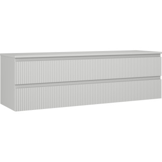 Mexen Rivel koupelnová skříňka pod umyvadlo 160 cm s pracovní deskou, 2 zásuvky, drážkovaná, matně šedá - 91A20-16047-2-BFFC62