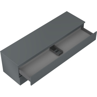 Mexen Rivel koupelnová skříňka pod umyvadlo 160 cm s pracovní deskou, 2 zásuvky, drážkovaná, matný grafit - 91A20-16047-2-BFFC66