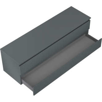 Mexen Rivel koupelnová skříňka pod umyvadlo 160 cm s pracovní deskou, 2 zásuvky, drážkovaná, matný grafit - 91A20-16047-2-BFFC66