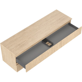 Mexen Rivel koupelnová skříňka pod umyvadlo 160 cm s pracovní deskou, 2 zásuvky, drážkovaná, dub - 91A20-16047-2-BFFC81