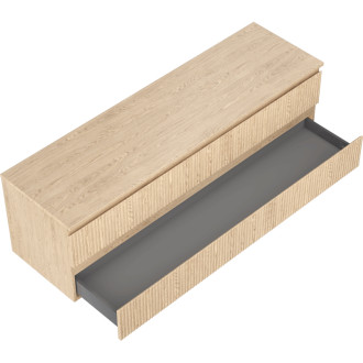 Mexen Rivel koupelnová skříňka pod umyvadlo 160 cm s pracovní deskou, 2 zásuvky, drážkovaná, dub - 91A20-16047-2-BFFC81