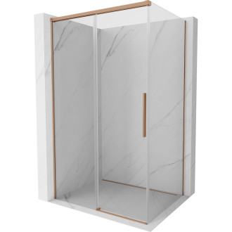 Posuvný sprchový kout Mexen Rox 100 x 120 cm, průhledný, kartáčovaná měď - 8C2-100-120-65-00