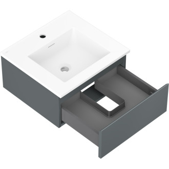 Koupelnová skříňka Mexen Orio 50 cm s umyvadlem Otis, 1 zásuvka, matný grafit/matná bílá - 91A10-05023-1-BF66-W18M01