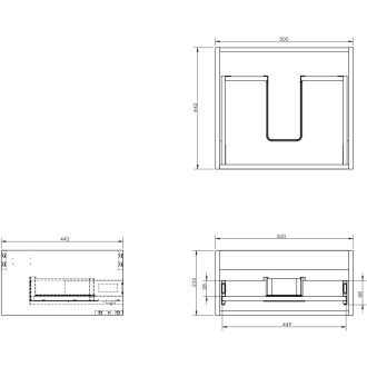 Koupelnová skříňka Mexen Orio 50 cm s umyvadlem Otis, 1 zásuvka, matný grafit/matná bílá - 91A10-05023-1-BF66-W18M01