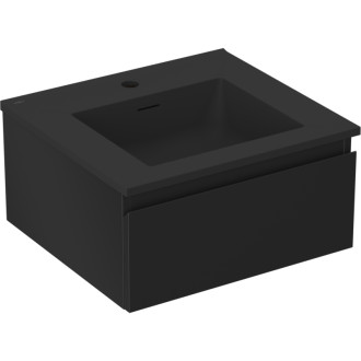 Koupelnová skříňka Mexen Orio 50 cm s umyvadlem Otis, 1 zásuvka, matná černá - 91A10-05023-1-BF71-W18M71