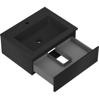 Koupelnová skříňka Mexen Orio 60 cm s umyvadlem Otis, 1 zásuvka, matná černá - 91A10-06023-1-BF71-W18M71