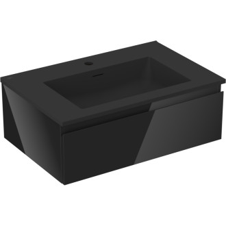 Koupelnová skříňka Mexen Orio 70 cm s umyvadlem Otis, 1 zásuvka, lesklá černá/matná černá - 91A10-07023-1-BF70-W18M71