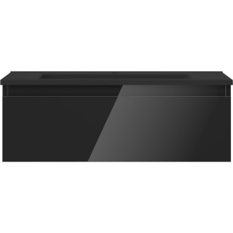 Mexen Orio szafka łazienkowa 70 cm z umywalką Otis, 1 szuflada, czarna połysk/czarna mat - 91A10-07023-1-BF70-W18M71