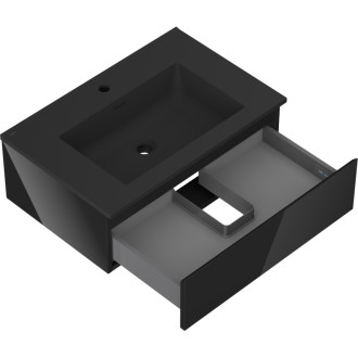 Mexen Orio szafka łazienkowa 70 cm z umywalką Otis, 1 szuflada, czarna połysk/czarna mat - 91A10-07023-1-BF70-W18M71