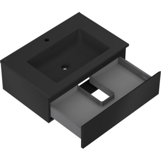 Koupelnová skříňka Mexen Orio 70 cm s umyvadlem Otis, 1 zásuvka, matná černá - 91A10-07023-1-BF71-W18M71