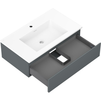 Koupelnová skříňka Mexen Orio 80 cm s umyvadlem Otis, 1 zásuvka, matný grafit/matná bílá - 91A10-08023-1-BF66-W18M01