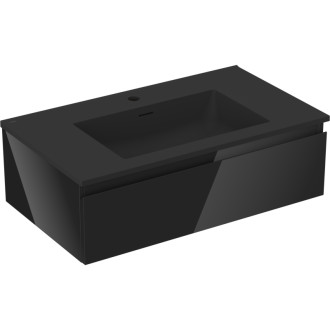 Koupelnová skříňka Mexen Orio 80 cm s umyvadlem Otis, 1 zásuvka, lesklá černá/matná černá - 91A10-08023-1-BF70-W18M71