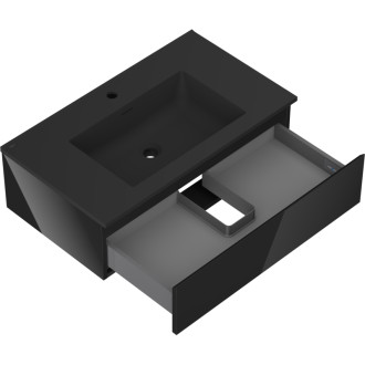 Mexen Orio szafka łazienkowa 80 cm z umywalką Otis, 1 szuflada, czarna połysk/czarna mat - 91A10-08023-1-BF70-W18M71