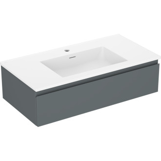 Koupelnová skříňka Mexen Orio 90 cm s umyvadlem Otis, 1 zásuvka, matný grafit/matná bílá - 91A10-09023-1-BF66-W18M01