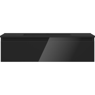 Mexen Orio szafka łazienkowa 90 cm z umywalką Otis, 1 szuflada, czarna połysk/czarna mat - 91A10-09023-1-BF70-W18M71
