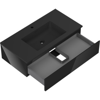 Mexen Orio szafka łazienkowa 90 cm z umywalką Otis, 1 szuflada, czarna połysk/czarna mat - 91A10-09023-1-BF70-W18M71