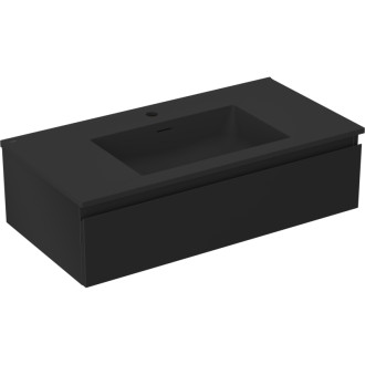 Koupelnová skříňka Mexen Orio 90 cm s umyvadlem Otis, 1 zásuvka, matná černá - 91A10-09023-1-BF71-W18M71