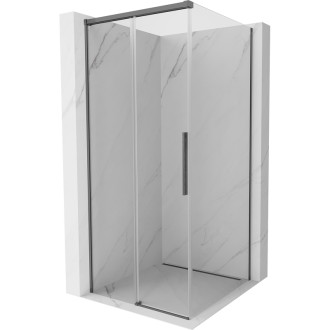 Mexen Rox posuvný sprchový kout 90 x 90 cm, průhledný, kartáčovaná pistolově šedá - 8C2-090-090-66-00