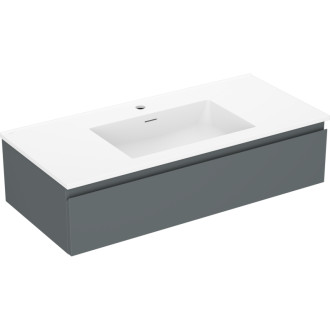 Koupelnová skříňka Mexen Orio 100 cm s umyvadlem Otis, 1 zásuvka, matný grafit/matná bílá - 91A10-10023-1-BF66-W18M01