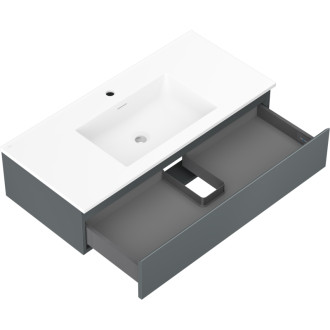 Koupelnová skříňka Mexen Orio 100 cm s umyvadlem Otis, 1 zásuvka, matný grafit/matná bílá - 91A10-10023-1-BF66-W18M01