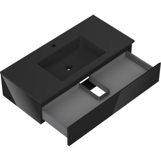 Mexen Orio szafka łazienkowa 100 cm z umywalką Otis, 1 szuflada, czarna połysk/czarna mat - 91A10-10023-1-BF70-W18M71