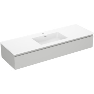 Koupelnová skříňka Mexen Orio 140 cm s umyvadlem Otis, 1 zásuvka, matně šedá/matně bílá - 91A10-14023-1-BF62-W18M01