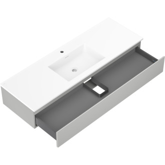 Koupelnová skříňka Mexen Orio 140 cm s umyvadlem Otis, 1 zásuvka, matně šedá/matně bílá - 91A10-14023-1-BF62-W18M01