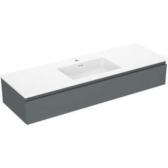 Koupelnová skříňka Mexen Orio 140 cm s umyvadlem Otis, 1 zásuvka, matný grafit/matná bílá - 91A10-14023-1-BF66-W18M01