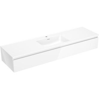 Koupelnová skříňka Mexen Orio 160 cm s umyvadlem Otis, 1 zásuvka, lesklá bílá - 91A10-16023-1-BF00-W18M00