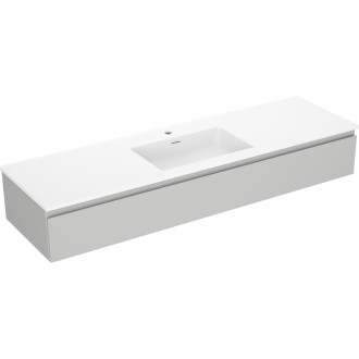 Koupelnová skříňka Mexen Orio 160 cm s umyvadlem Otis, 1 zásuvka, matná šedá/matná bílá - 91A10-16023-1-BF62-W18M01