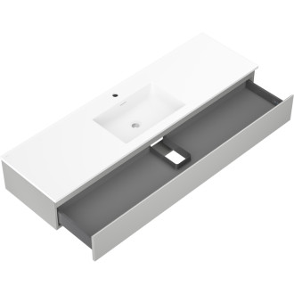 Koupelnová skříňka Mexen Orio 160 cm s umyvadlem Otis, 1 zásuvka, matná šedá/matná bílá - 91A10-16023-1-BF62-W18M01