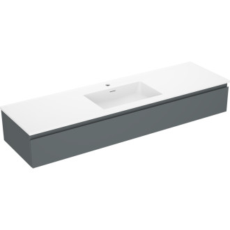 Koupelnová skříňka Mexen Orio 160 cm s umyvadlem Otis, 1 zásuvka, matný grafit/matná bílá - 91A10-16023-1-BF66-W18M01