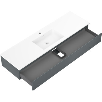 Koupelnová skříňka Mexen Orio 160 cm s umyvadlem Otis, 1 zásuvka, matný grafit/matná bílá - 91A10-16023-1-BF66-W18M01