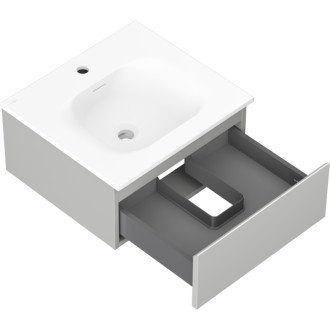 Koupelnová skříňka Mexen Orio 50 cm s umyvadlem Vela, 1 zásuvka, matná šedá/matná bílá - 91A10-05023-1-BF62-W23M01