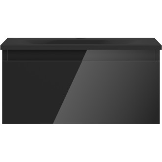 Mexen Orio szafka łazienkowa 50 cm z umywalką Vela, 1 szuflada, czarna połysk/czarna mat - 91A10-05023-1-BF70-W23M71