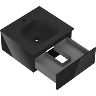 Mexen Orio szafka łazienkowa 50 cm z umywalką Vela, 1 szuflada, czarna połysk/czarna mat - 91A10-05023-1-BF70-W23M71