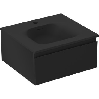 Koupelnová skříňka Mexen Orio 50 cm s umyvadlem Vela, 1 zásuvka, matná černá - 91A10-05023-1-BF71-W23M71