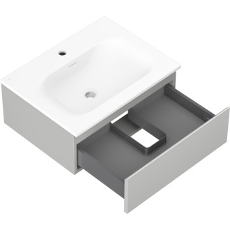 Koupelnová skříňka Mexen Orio 60 cm s umyvadlem Vela, 1 zásuvka, matná šedá/matná bílá - 91A10-06023-1-BF62-W23M01