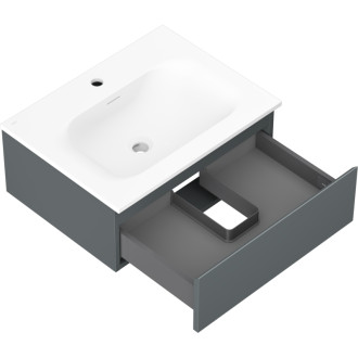 Koupelnová skříňka Mexen Orio 60 cm s umyvadlem Vela, 1 zásuvka, grafit matný/bílá matná - 91A10-06023-1-BF66-W23M01