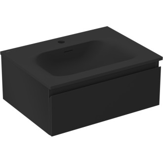 Koupelnová skříňka Mexen Orio 60 cm s umyvadlem Vela, 1 zásuvka, matná černá - 91A10-06023-1-BF71-W23M71
