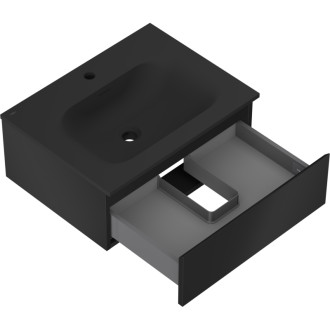 Koupelnová skříňka Mexen Orio 60 cm s umyvadlem Vela, 1 zásuvka, matná černá - 91A10-06023-1-BF71-W23M71